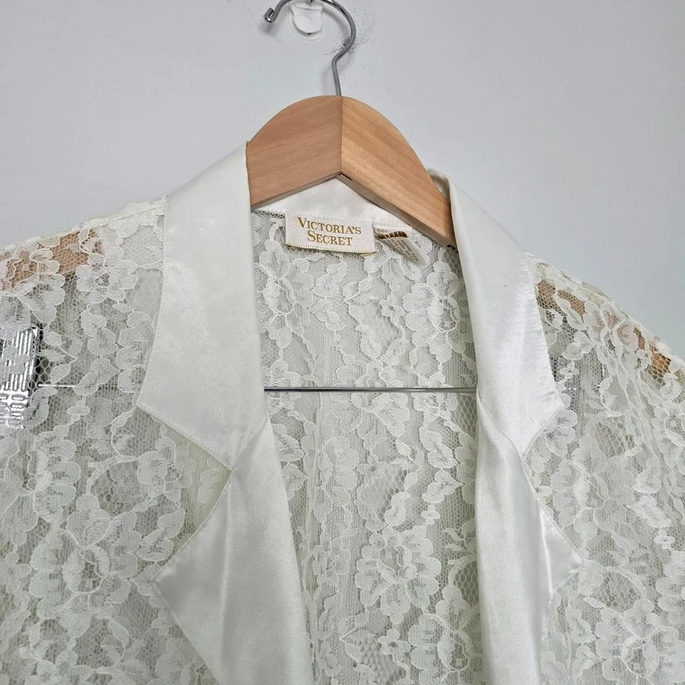 VTG 90s Y2K Victoria's Secret 2 piece set Boudoir Bridal Size M Romantic Lace